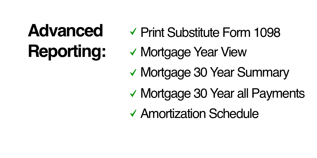 Advanced Reporting in  Lender Spreadsheet as standard for up to 30 years