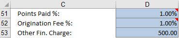 Example of 1% Points Paid, 1% Origination Fee and $500 other finance charge