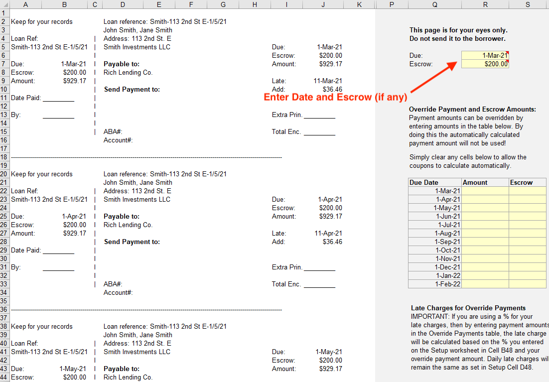 Where to enter the date to create Payment Coupons