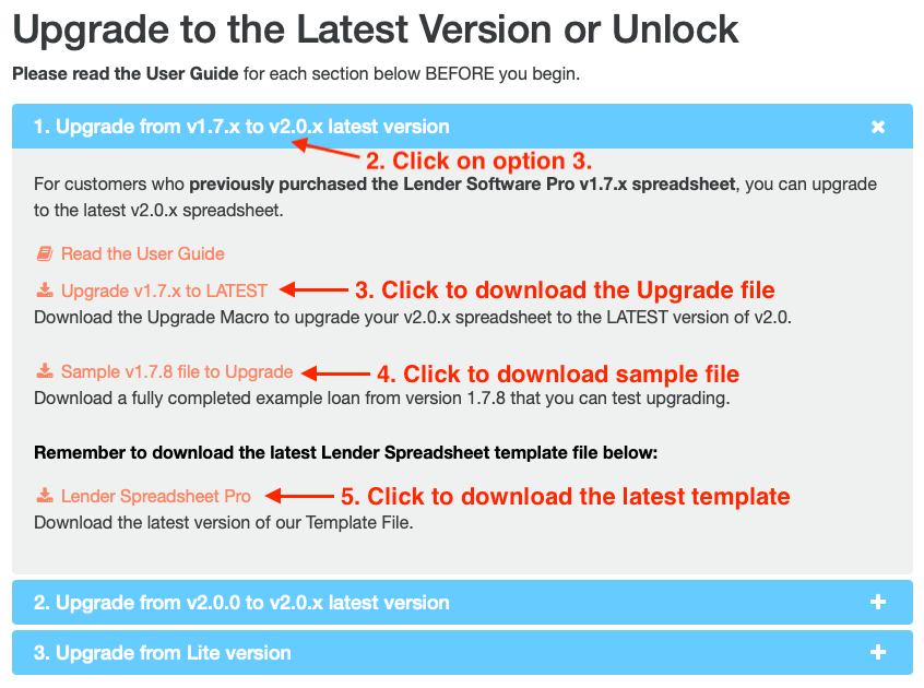 In the PRO member's acocunt area, illustrated example of where to download the upgrade files